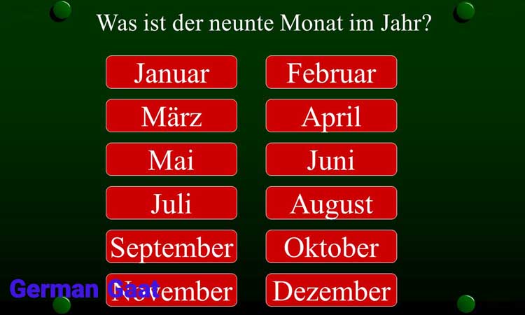 ماه‌های سال به زبان آلمانی